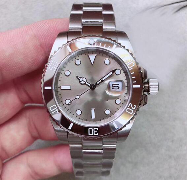 

Fashion mens watches Waterproof 30m Automatic 2813 Movement Sub Steel Bezel Gray Dial Men Watch 316 Stainless Band free delivery, Box1