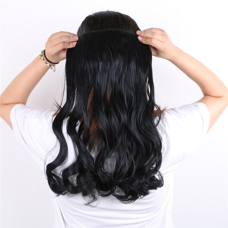 

22" Long Body Wave/Curly Synthetic Natural Hairpieces for Women Clip in Hair Extensions 130g/pc Synthetic Hair Pieces, 4a-22