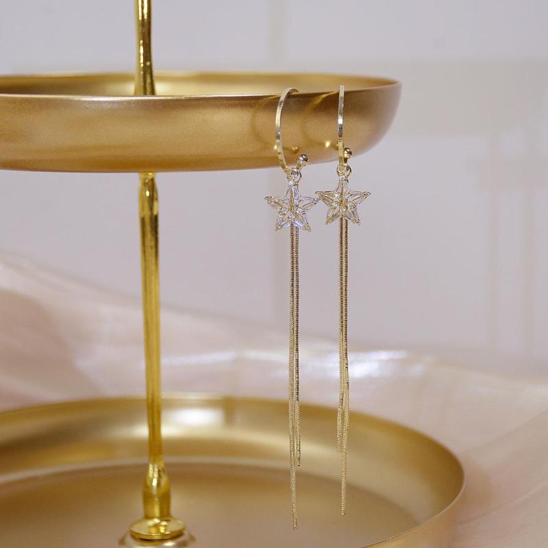 

Star Pendant Tassel Earrings For Women Classic Korean Style Ladies Earrings Fashion Jewelry For Women Christmas Gift