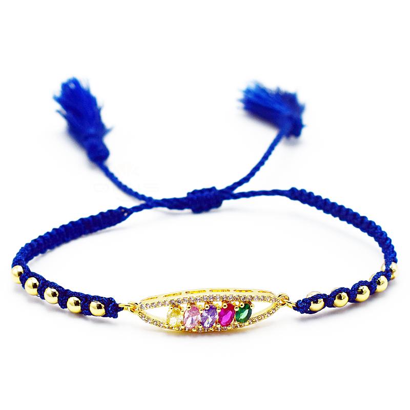 

Unique Design Stereoscopic Bracelet for Women Adjust Size Colorful CZ Charm BraceletsSteel Beads Braided Tassel Fashion Jewelry