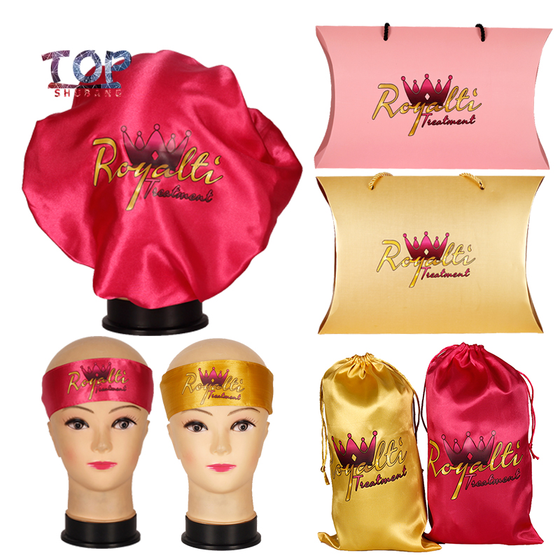 Customized Logo Hair Packing Set Bonnet/Headband/Box/Hair stickers Caring Extention Wig Hairs Sleep Caps and Barber Wai cloth-image-574231248