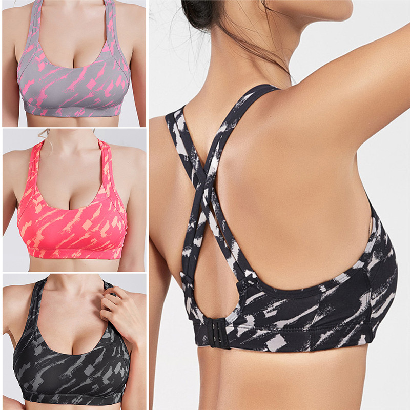 

Hot Indoor Sports Underwear with Cross Straps Quick-drying Sport Bra Shockproof Gym Running Yoga Underwear Breatheable Clothe, Black