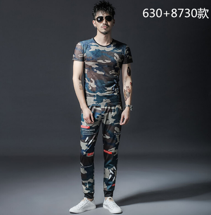 

Camouflage tracksuit Ice cotton men 2020 new design thin suit sport new fashion S985, As picture shown
