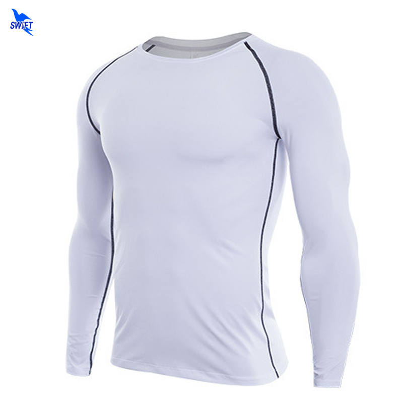 

Stretch Men Compression Shirts T-shirt Long Sleeves Rashguard Fitness Base Layer Quick Dry Running Sportswear Top Tees, Black