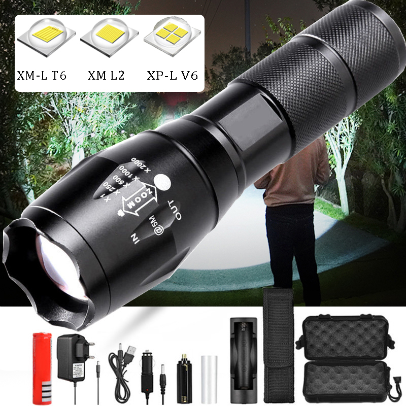 

Flashlights Torches Most Powerful Led Ultra Bright Linterna Torch T6/L2/V6 Zoomable Bicycle Light Use 18650 Battery Waterproof