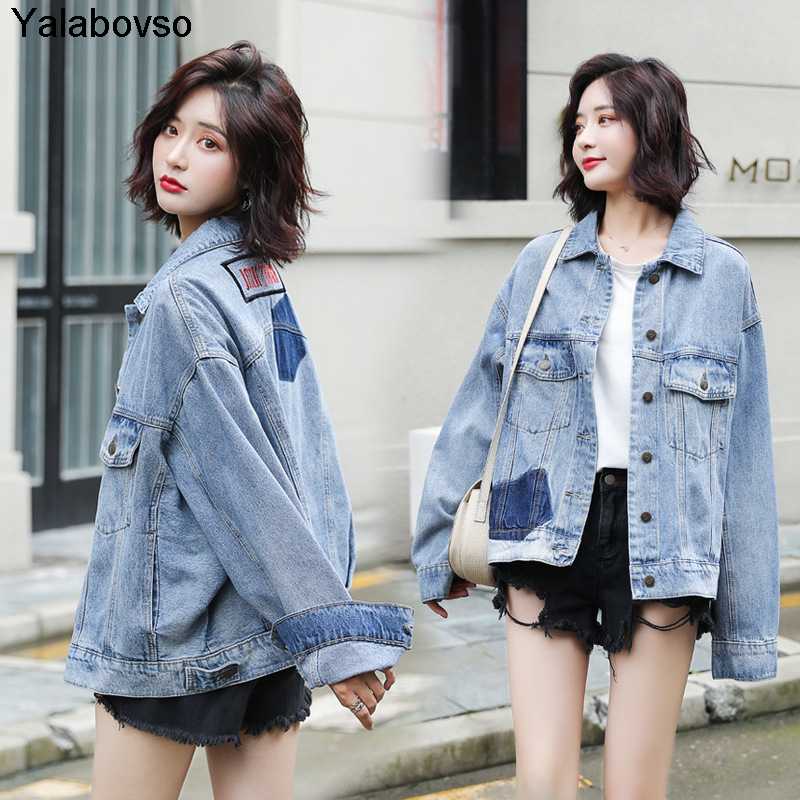 

2020 Large Size Women's Clothing Embroidery Long Sleeve Denim Coat Chaqueta Mujer Bomber Jeans Jacket Women New Arrivals, Blue