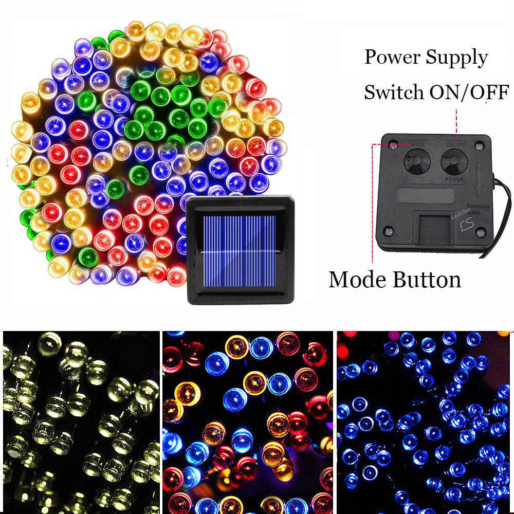 

Solar Garden Lights 12M 100LED String Lights Christmas Tree Lighting Waterproof Patio String Lights Solar Garland Garden Light
