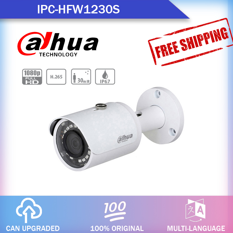 

PC-HFW1230S 2MP POE IP camera H.265 work with alhua Original recorder waterproof IP67 IR30m Mini Bullet Network Camera