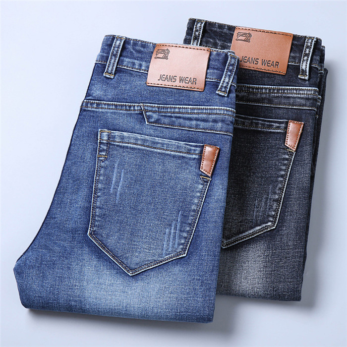 

Men Jeans High Quality Stretch Straight Slim Fit Blue Men's Jeans Classic Denim Casual Pants Long Trousers,816