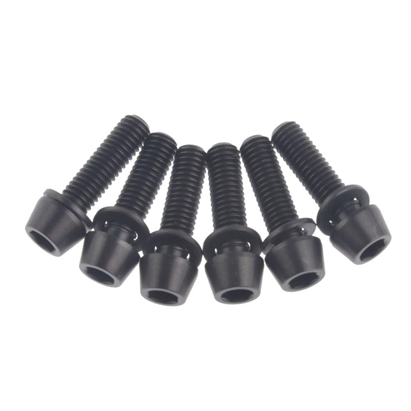 

Titanium Bicycle Stem Bolt Mountain Bike Ultralight Mountain Bike Bolts Tapered Head Screw + Washer Gasket-Black