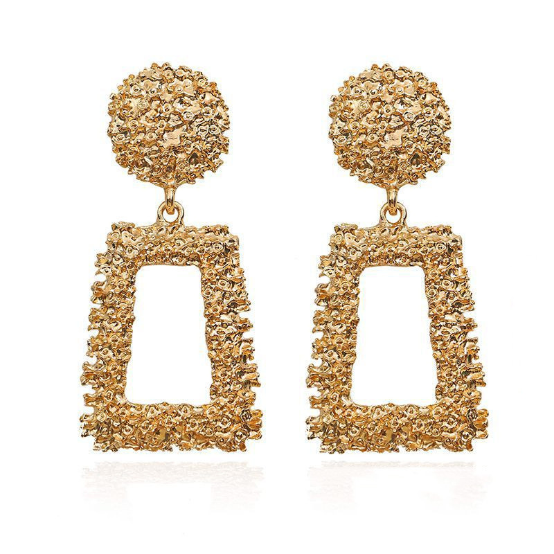 

Big Vintage Dangle Earrings Geometric statement earring for women gold color metal Hanging fashion jewelry trend