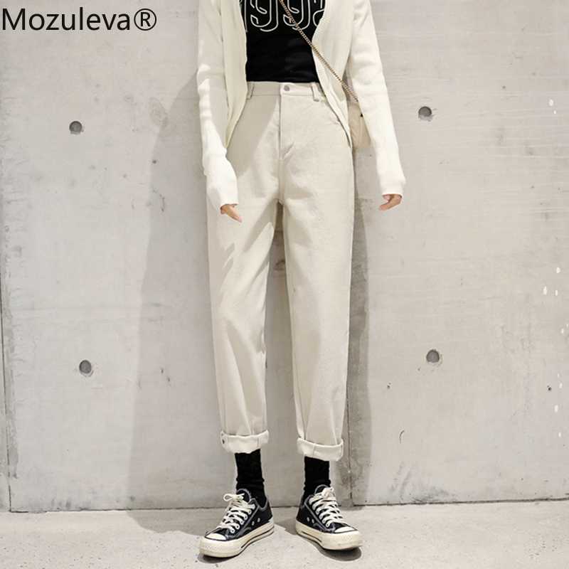 

BornSra Women High Street Denim Jeans Casual High Waist Loose Female Denim Pants 2020 Spring Ladies Harem Jeans Trousers, Black