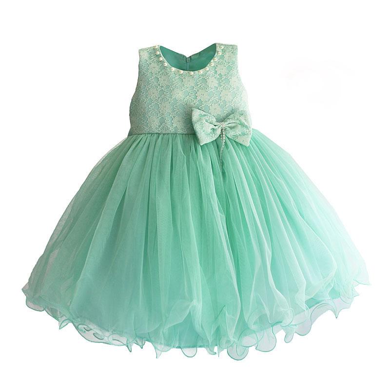 

Tiffany Blue Girls Party Dress Pearl Collar Lace Flower Wedding Princess Dress Girls Clothes roupas infantis menina 3-8T, As picture