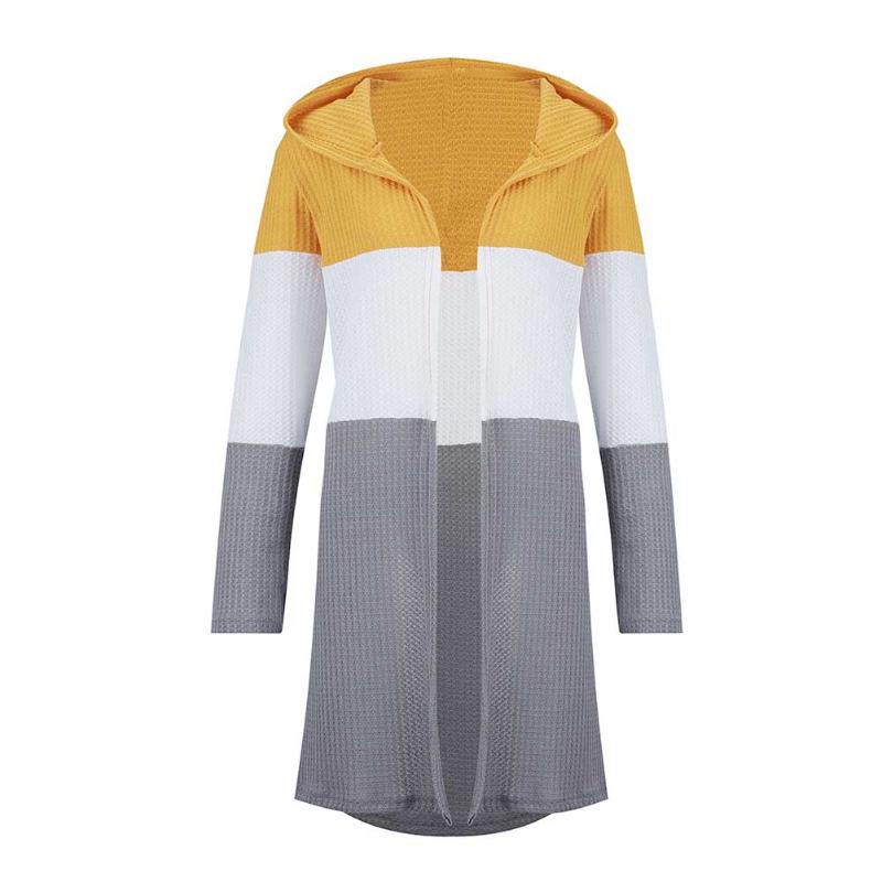 

Patchwork Women Cardigan Knitted Slim Fit Tops Outwear Long Sleeve Open Front Casual Fashion Colorblock Daily Ladies Hooded, Green