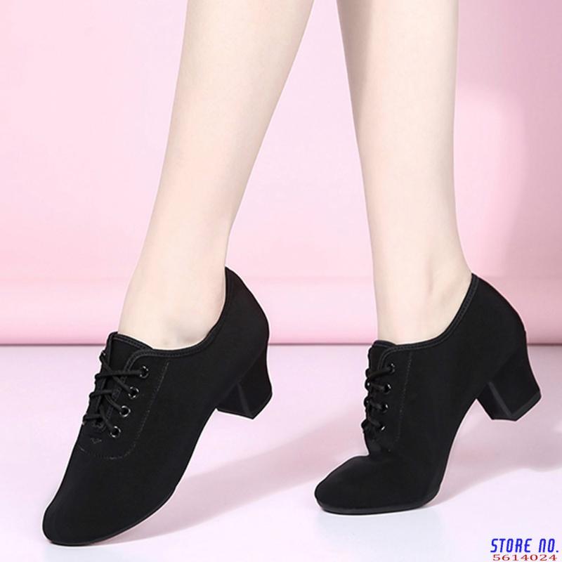 

Adult Woman Latin Dance Shoes Black Red Ballroom Tango Salsa Dancing Shoes For Women Teachers Training Modern Dance, Black 5cm indoor