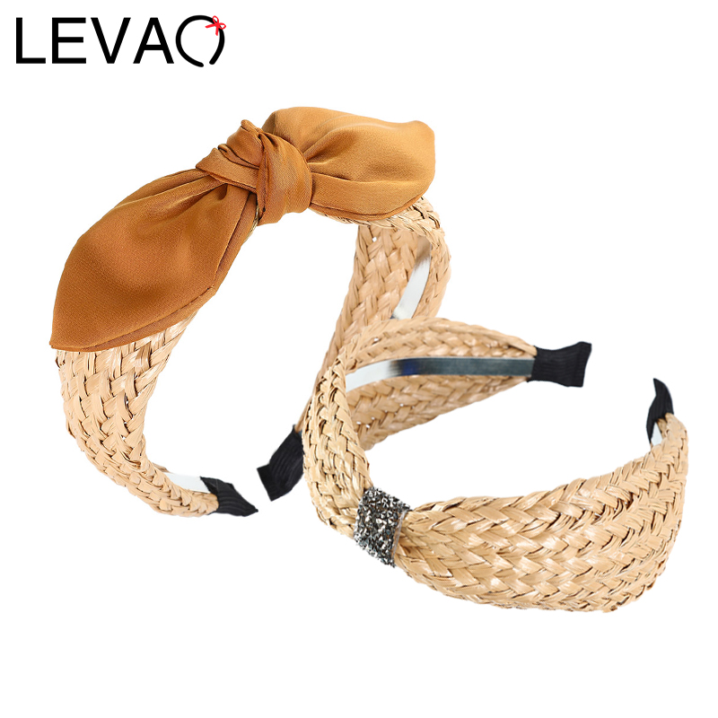 

LEVAO Satin Knotted Girls Turban Straw Braided Hair Hoop Bezel Holder Headwear Headband Hairband Ladies Women Hair Accessories