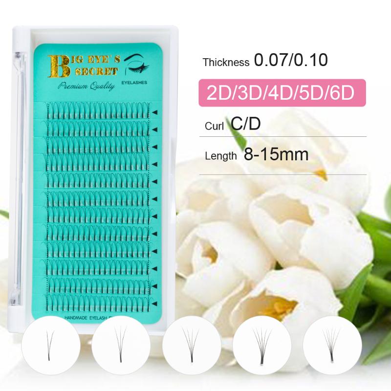 

Big eye's secret volume 2D/3D/4D/5D/6D eyelash extensions long stem handmade synthetic hair premade fans Russian volume lashes