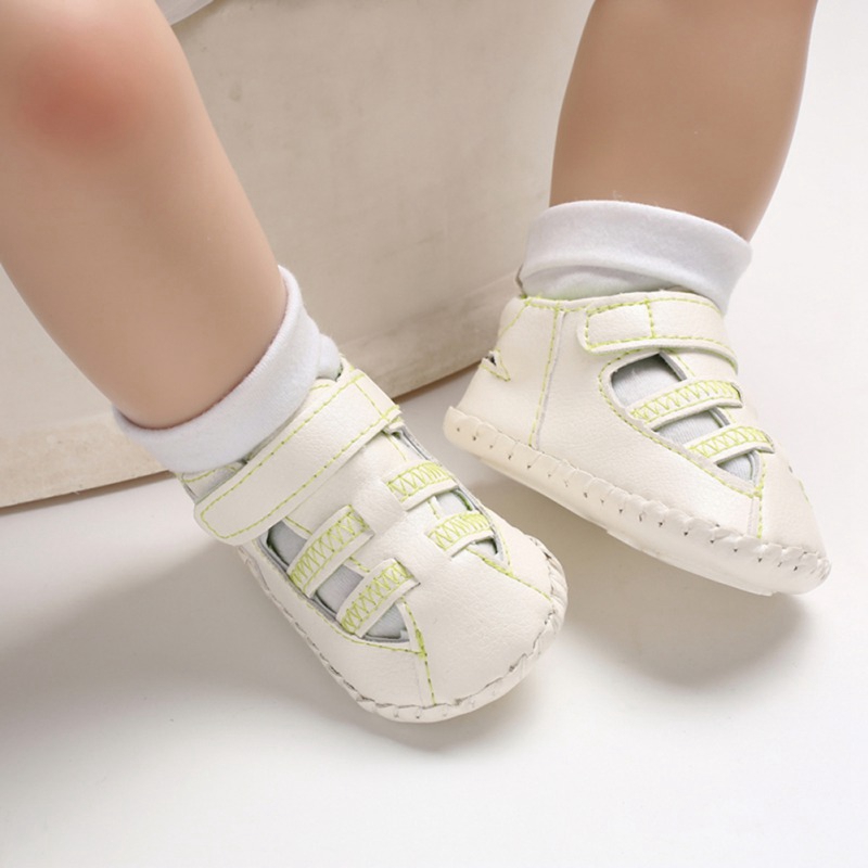 

Summer Baby Boy PU Soft Sole Anti-slip Crib Shoes First Walkers Walking Shoes