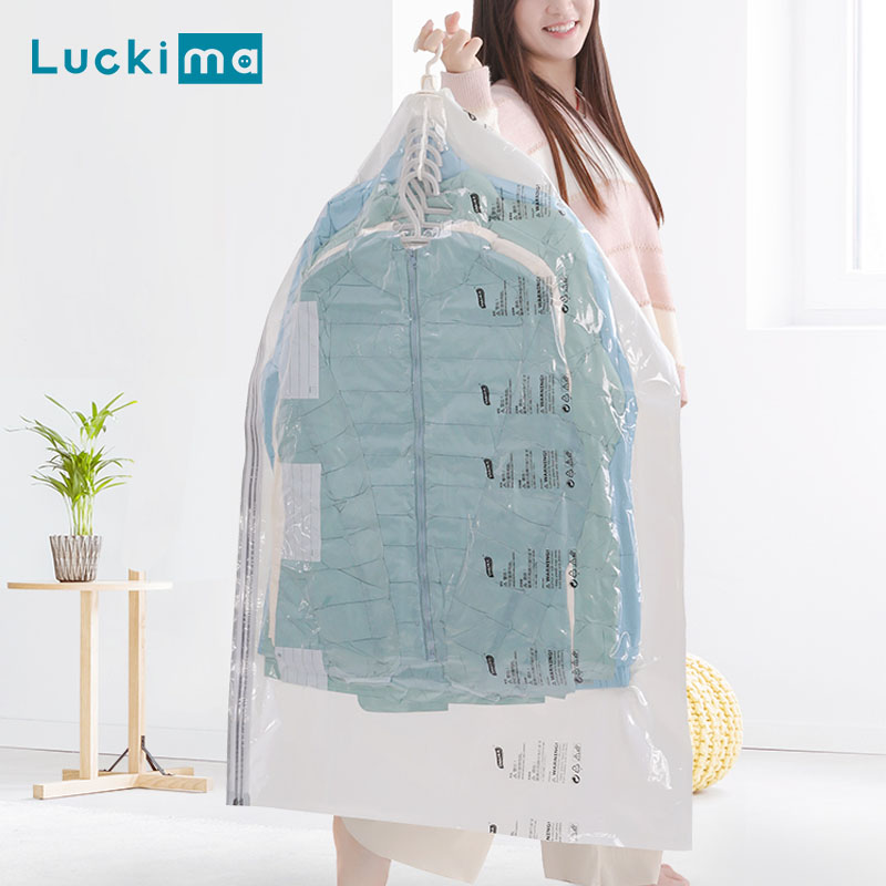 

Clothes Vacuum Storage Bags for Home Max Space Saving Hanging Type Free Pump Dustproof Dampproof Creaseproof Space Saver Bag