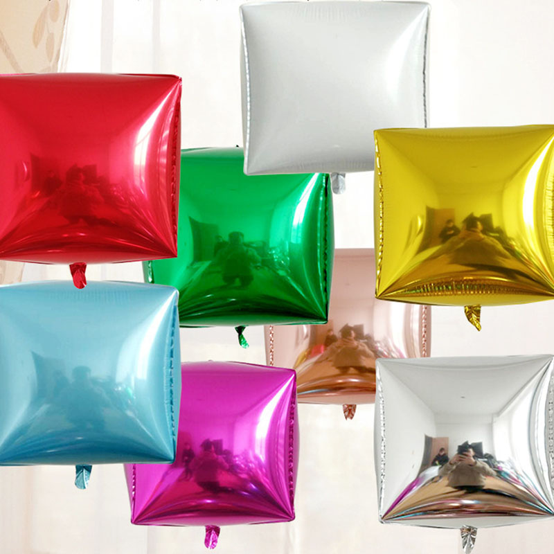 

2 pieces 24 inch Three dimensional Aluminum Film Balloon Metal Color Square Birthday Party Wedding Festival Decoration Balloon