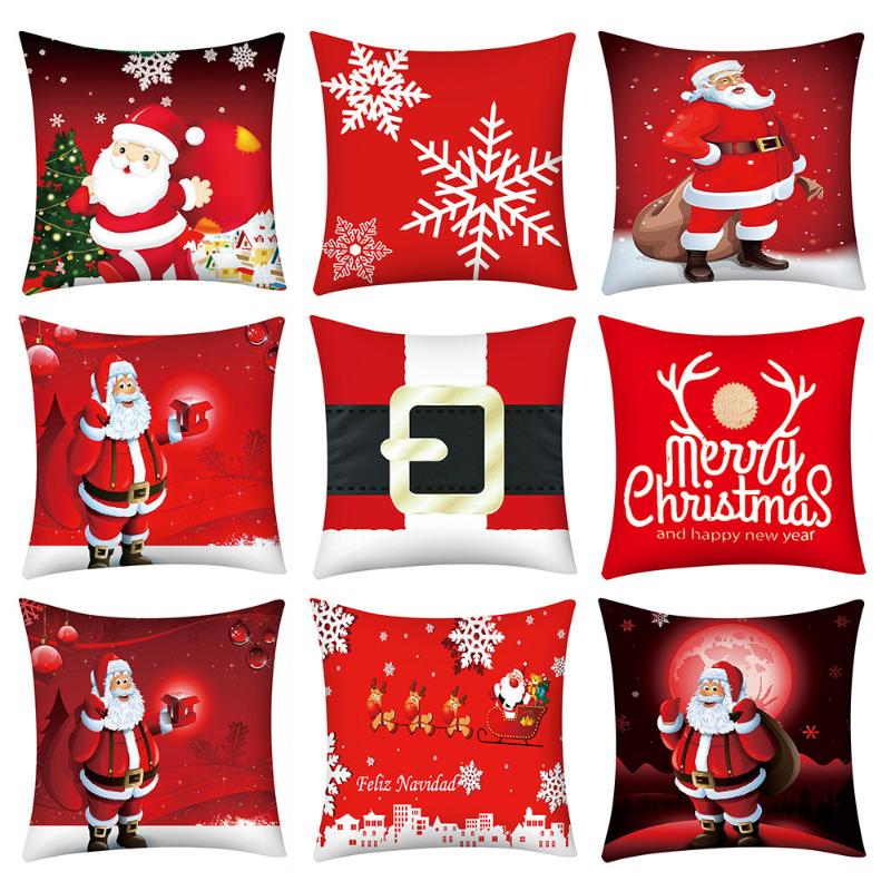 

45x45cm Christmas Cushion Cover Santa Claus Merry Christmas Decorations For Home Xmas Navidad Happy New Year 2021 Gift