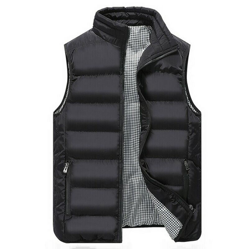 

Spring Autumn Men New Stylish 2020 Vest Mens Plus Size 4XL Warm Sleeveless Jacket Men Winter Waistcoat Men's Vest Casual Coats, Black