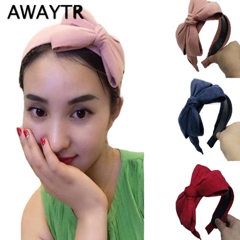 

Big Bow Hairband AWAYTR 2020 Winter Velvet Hair Bands Suede Bow Knotted Hair Accessories for Girls Women Wide Headband