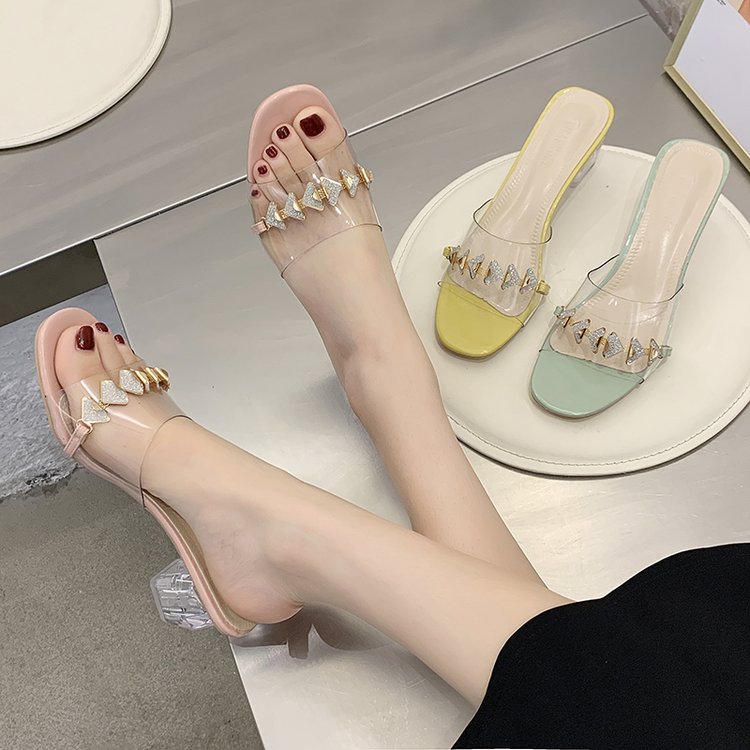 

2020 summer Woman Macarons Slippers Lady 5 cm mid-heel Casual Beach Flip Flops Sandal Women Sandals female Sexy flats Slipper