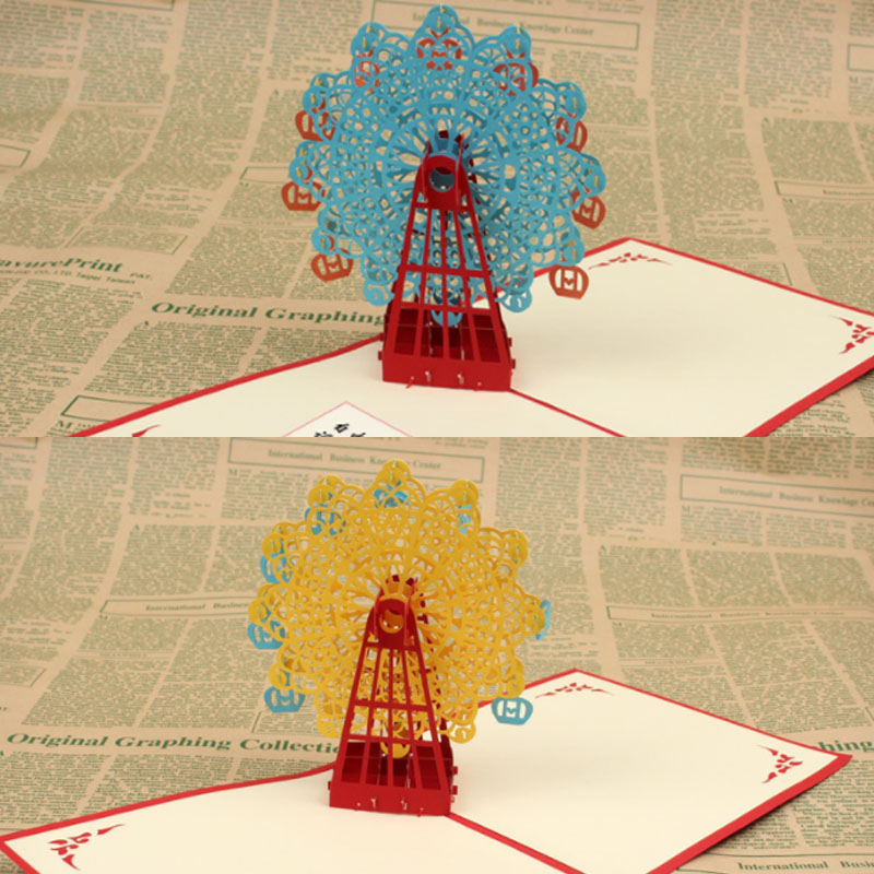 

Ferris Wheel Paper Cutting Greeting Card Greeing Cards Paper Carving Laser Cut 3D Origami Birthday Card Invitations Cards