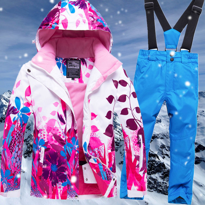 

Winter Ski Suit Children Waterproof Windproof Kids Skiing Jacket And Snowboard Pants Set Winter Boys Girls Snow Coat Gcc048, Blue black set