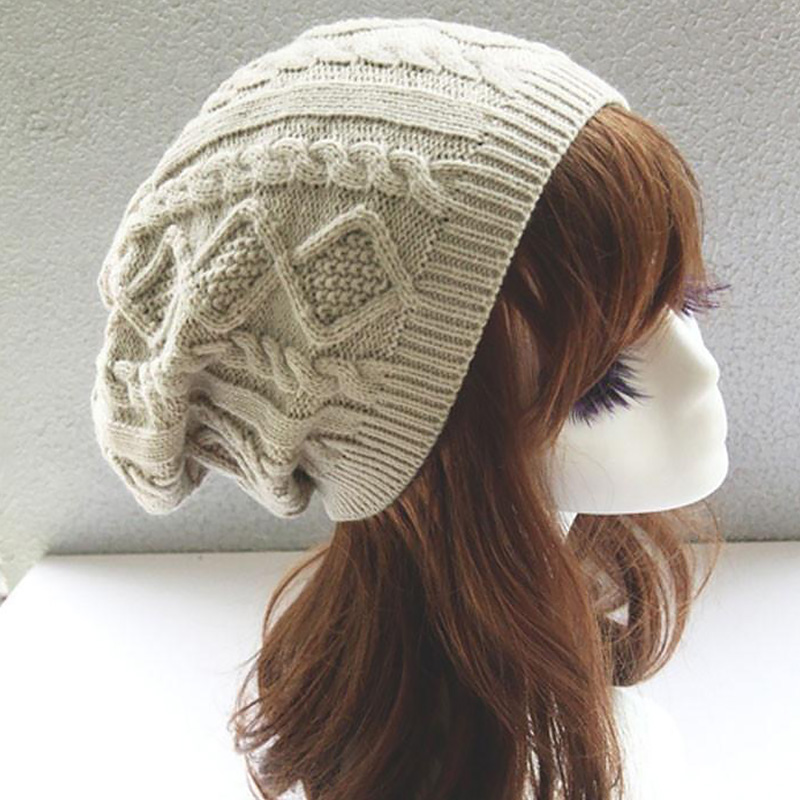 

Fashion New Autumn Winter Warm Women Hat Caps Twist Pattern Knitted Casual Beanie Hats For Women Solid Color Bonnet Femme, Black
