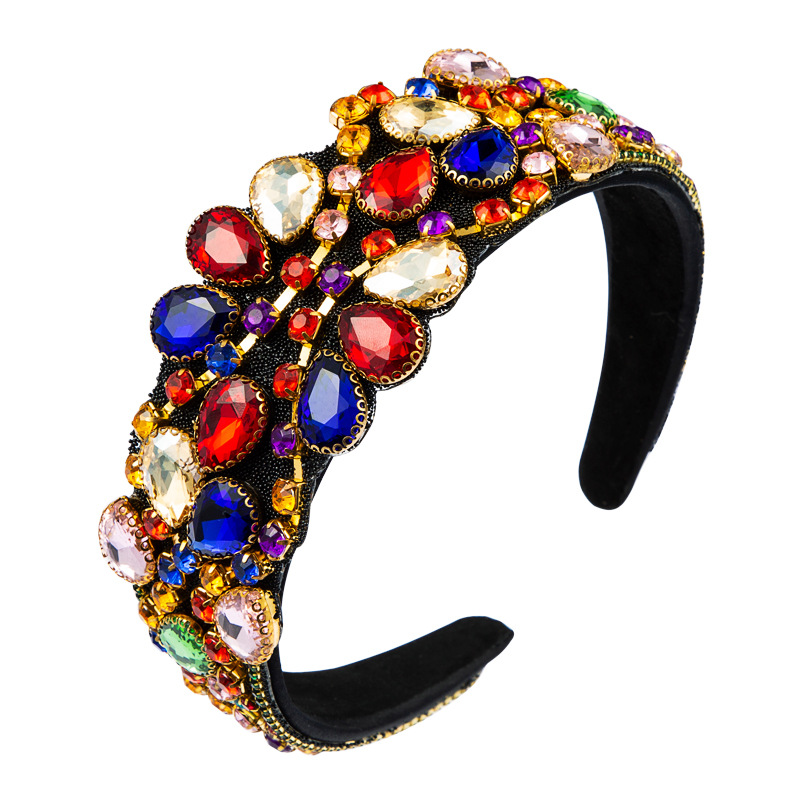 

Full Crystal Pearl Baroque Hairband Padded Rhinestone Princess Headband For Women Headdress Luxury scrunchies Hair Accessories