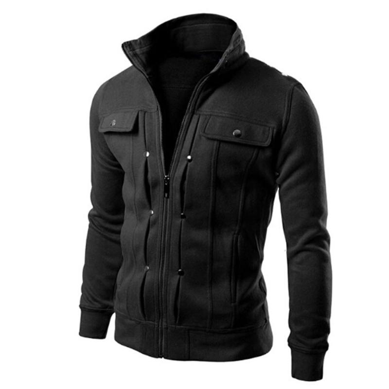 

Men's Plus Size Autumn Winter Zipper Hoodies Jackets Coat Fashion Button Pocket Design Slim Lapel Cardigan Sweatshirts Jacket, Gray