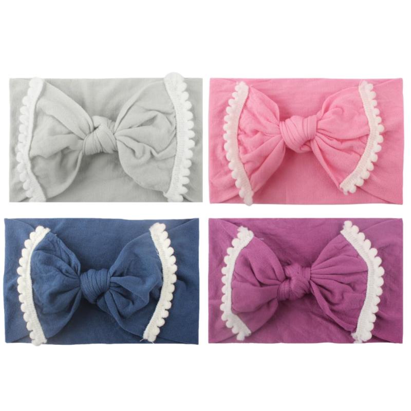 

4 Pcs Newborn Toddler Baby Girls Head Wrap Bow Knot Turban Headbands Hair Accessories Baby Gifts, As shown
