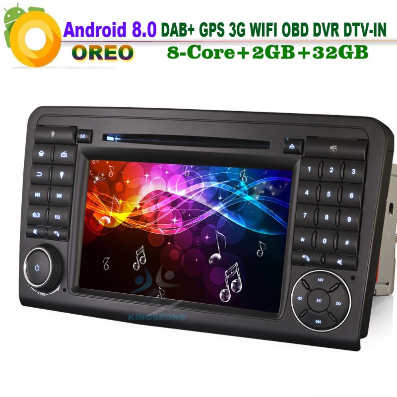 

7"Android 8.0 Head Unit DAB+ Navi CD Wifi MP3 Autoradio RDS DVD GPS DTV-IN Car Radio for ML-Class W164 ML450 ML500