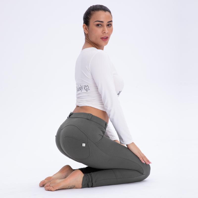 

Melody 2020 fashion City Sexy Women Middle Waist Olive Knitted Leggings Women Skinny Super Comfortable Elastic Pencil Leggings, Green