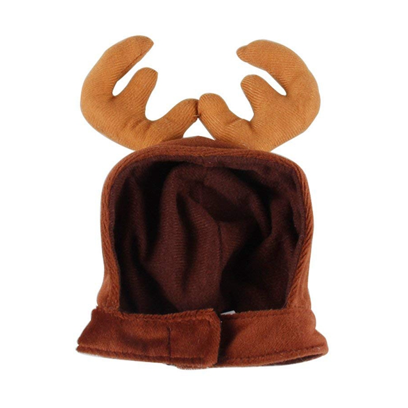 

Christmas Pet Cute Reindeer Costume Hat for Cat and Small Dog, Coffee color