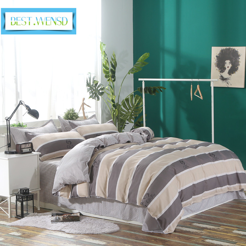 

BEST.WENSD 100% cotton comforter Stripes cartoon warm bedding French dog-Flamingos duvet cover sets Winter double bedclothes, As picture