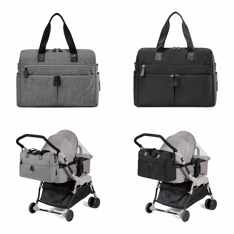 

Baby Diaper Nappy Messenger Tote Bag +Changing Pad+Stroller Straps, Black
