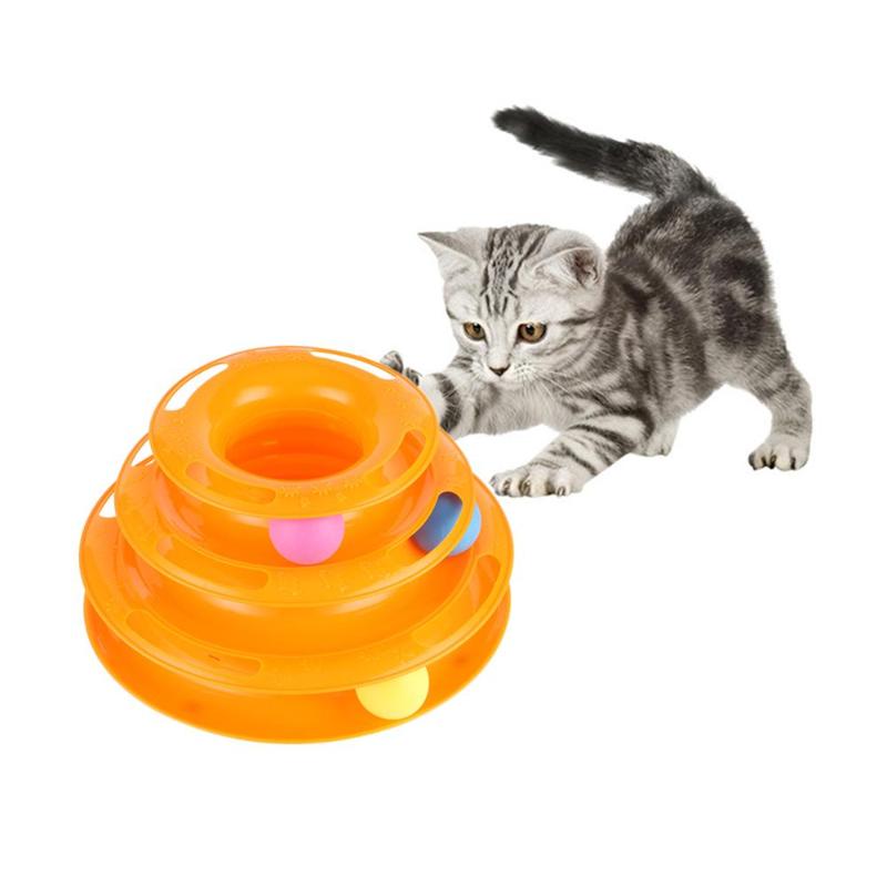 

Funny Pet Toys Cat Crazy Ball Disk Interactive Amusement Plate Play Disc Trilaminar Turntable Two Layer Cat Toy Tower Track Disc