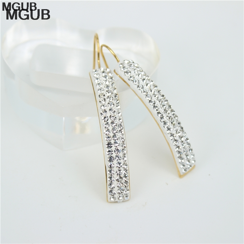 

Gold color Crystal Stainless Steel Drop Earrings Women Four Seasons Fashion Jewelery LH241