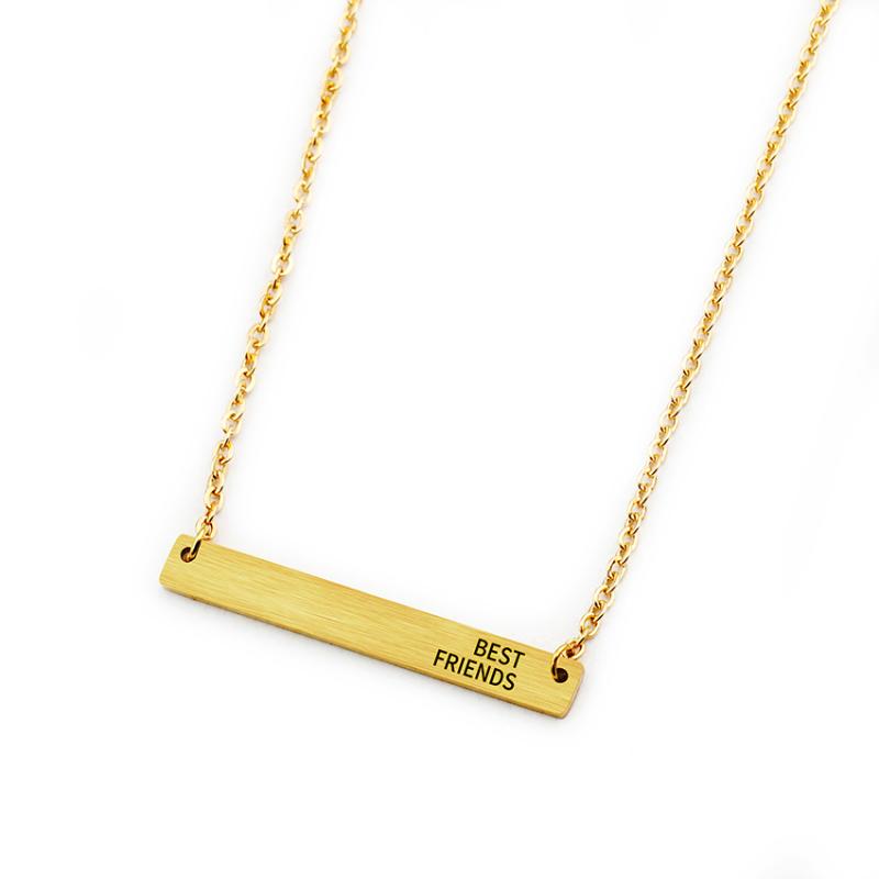 

Forever Best Friends Bff Necklace Women Men Jewelry Stainless Steel Gold Color Geometric Long Bar Collier Femme Graduation Gift