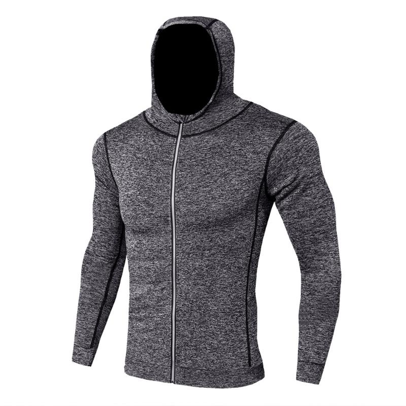 

Men Hooded Zipper Long Sleeve Compression Running Jacket Men's Quick Dry Fitness Training Outdoor Sports Sweatshirt Hoodies Coat, Style 3