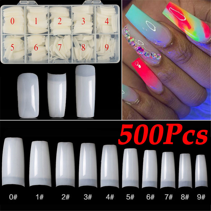 

500pcs Fake Nails Tips Nail Artificial Fingernails French Manicure Acrylic False Nails Nail Polish Tips Art False, Clear-french