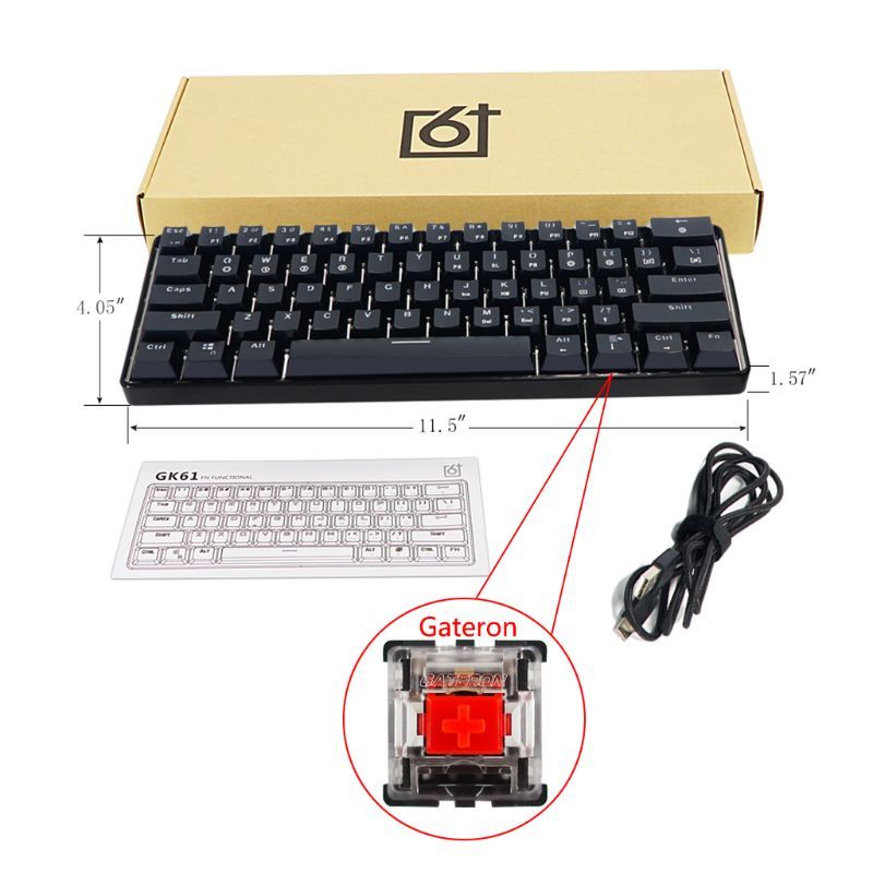 

61 Key Mechanical Keyboard USB Wired LED Backlit Axis Gaming Gateron Optical Switches For Desktop Dropship 210315