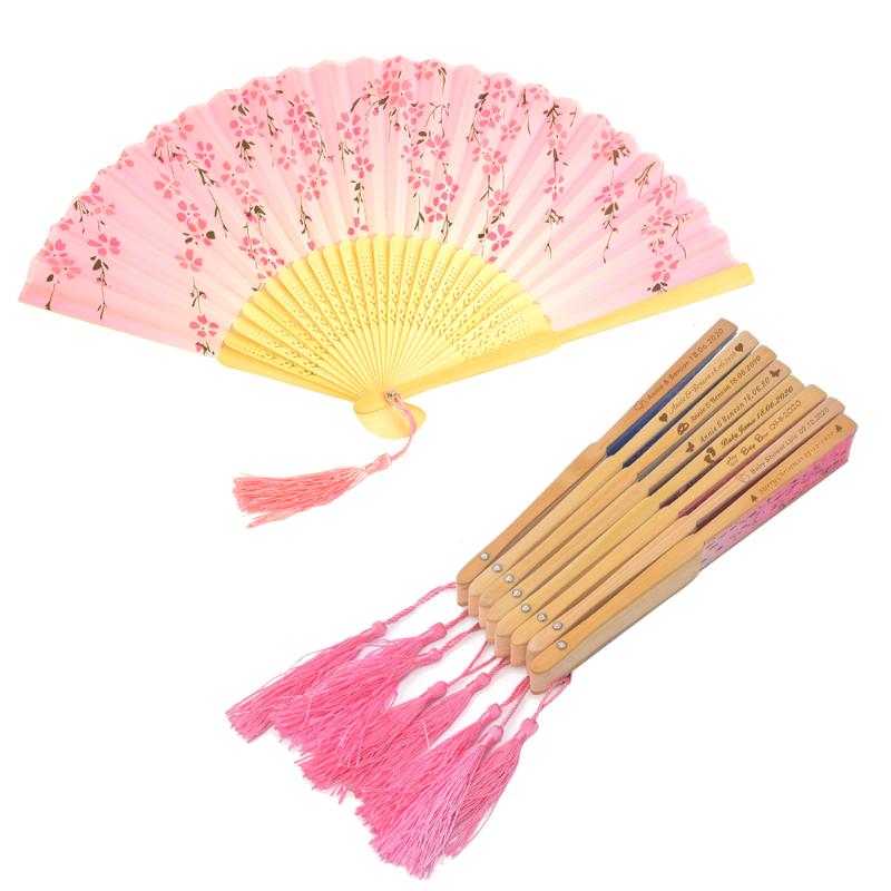 

15Pcs Personalized Silk Fans With Tassel Personalized Engraved Silk Hand Fan Wedding Fold Fan Vintage Fans Customized Wedding