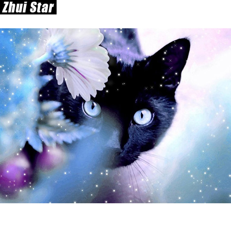 

Full Square Diamond 5D DIY Diamond Painting "Animal Black Cat" Embroidery Cross Stitch Rhinestone Mosaic Painting Decor Gift bk