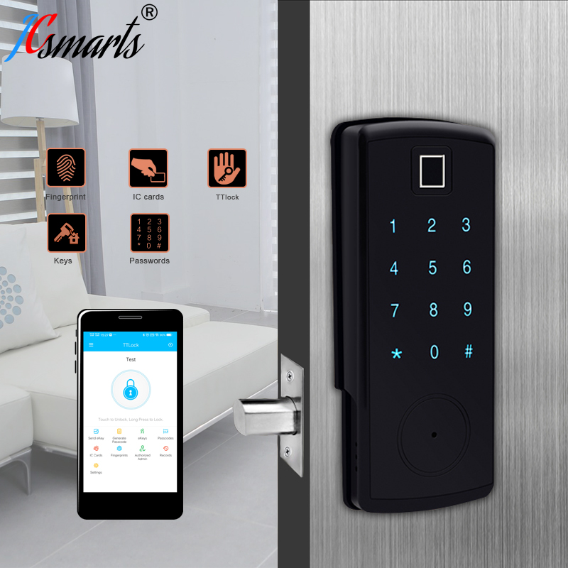 

JCBL350B smart phonelock app control wireless bluetooth fingerprint password door lock for home airbnb office school hotel