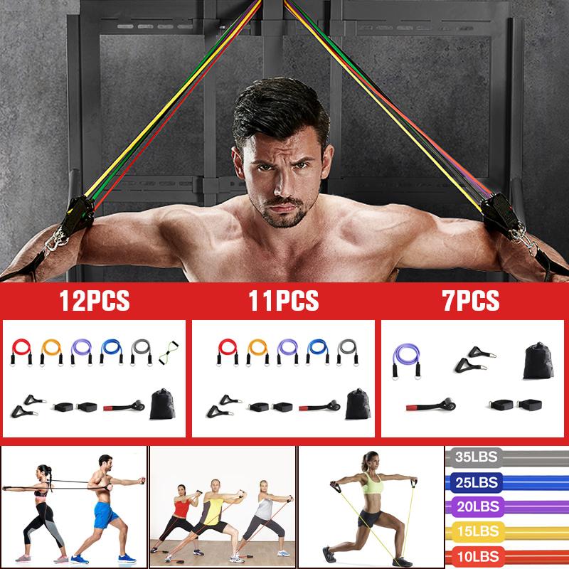 

NEW 7/11/12Pcs Gym Fitness Resistance Bands Set Hanging Belt Yoga Stretch Pull Up Assist Rope Straps Training Workout Equipment