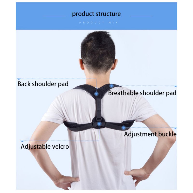 

Posture Corrector Brace Women Men Adjustable Breathable Invisible Shoulder Upper Back Clavicle Sitting Support Belt, Black